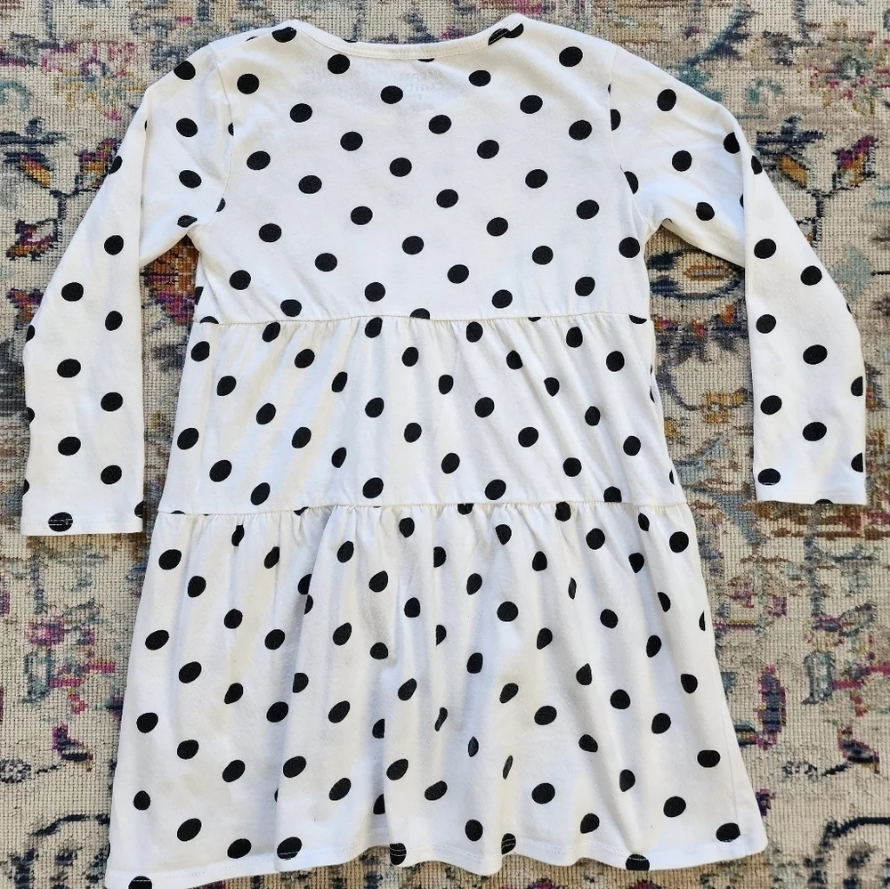 Harper Canyon White Poka-Dot Long Sleeve Spring Dress, sz 4